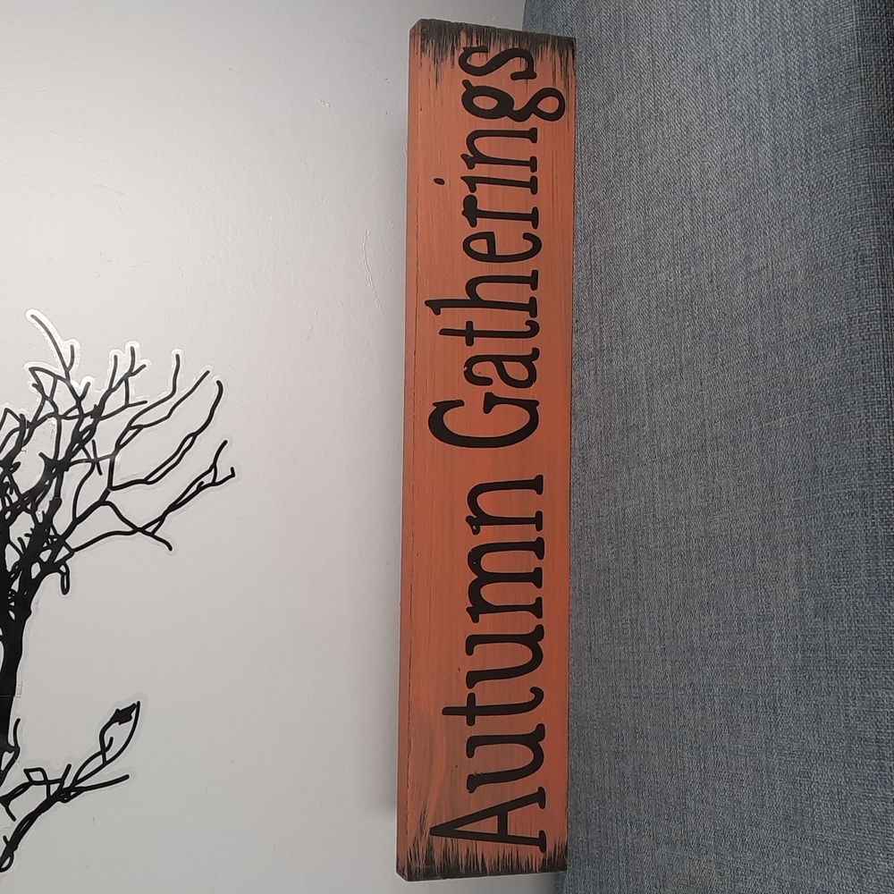 Solid Wood Shelf Sitter Sign Rustic Autumn Gatherings Thanksgiving Fall Harvest